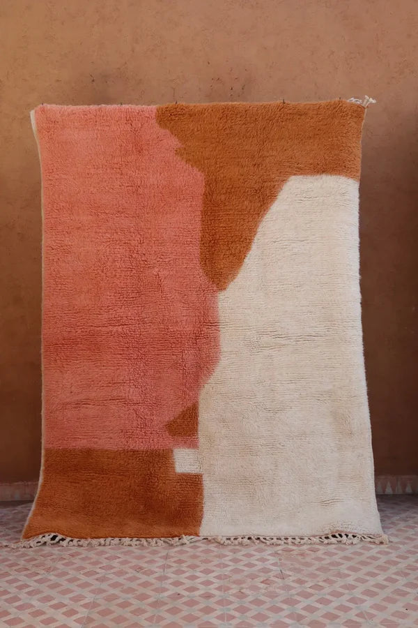 Tapis Beni Ourain Terracotta Saumon - vue principale - tapis berbère fait main au Maroc