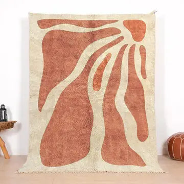 Tapis Beni Ourain Abstrait Terracotta - ambiance décoration intérieure marocaine artisanale