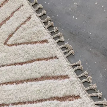 Tapis Beni Ourain Blanc Crème - ambiance décoration intérieure marocaine artisanale