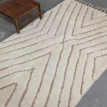 Tapis Beni Ourain Blanc Crème - Tapis Beni Ourain tissé main - artisanat berbère authentique