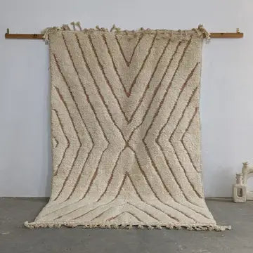 Tapis Beni Ourain Blanc Crème - vue principale - tapis berbère fait main au Maroc