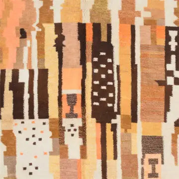 Tapis Beni Ourain Coloré Multicolore Mikwi - détail de la texture - laine naturelle de haute qualité