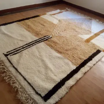 Tapis Beni Ourain Géométrique Camel - ambiance décoration intérieure marocaine artisanale