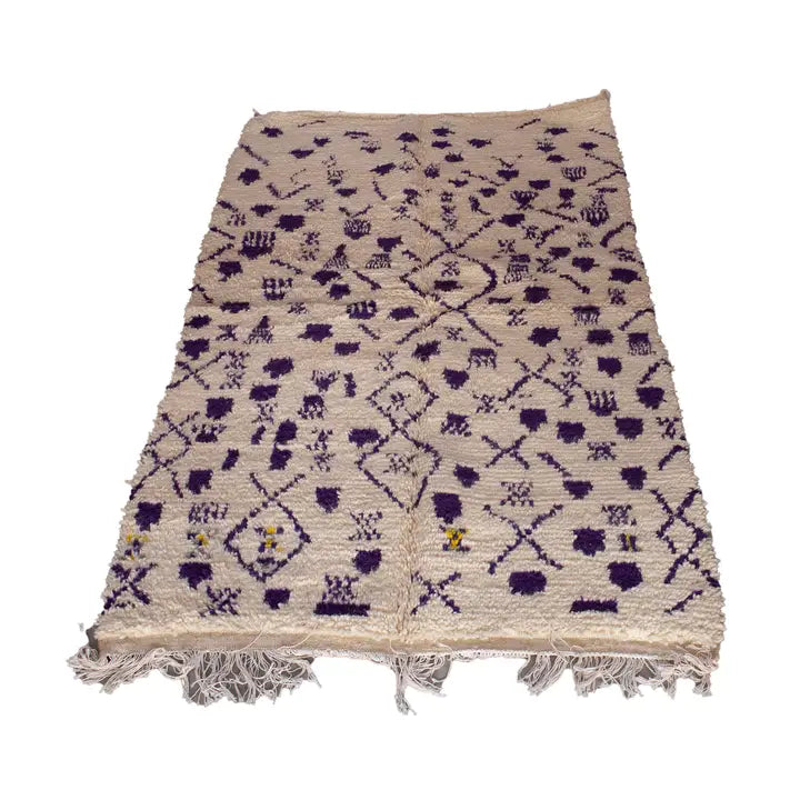 Tapis Beni Ourain Ivoire Violets - ambiance décoration intérieure marocaine artisanale