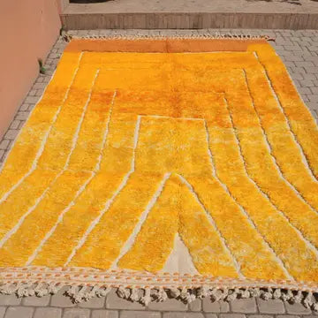 Tapis Beni Ourain Laine Jaune - Tapis Beni Ourain tissé main - artisanat berbère authentique