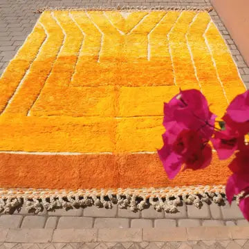 Tapis Beni Ourain Laine Jaune - ambiance décoration intérieure marocaine artisanale