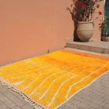 Tapis Beni Ourain Laine Jaune - vue principale - tapis berbère fait main au Maroc