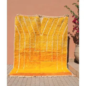 Tapis Beni Ourain Laine Jaune - vue principale - tapis berbère fait main au Maroc