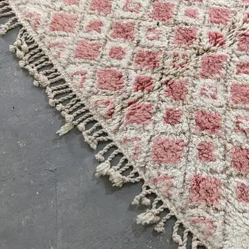 Tapis Beni Ourain Laine Rose - Tapis Beni Ourain tissé main - artisanat berbère authentique