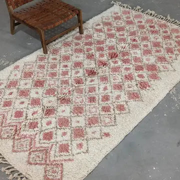 Tapis Beni Ourain Laine Rose - ambiance décoration intérieure marocaine artisanale