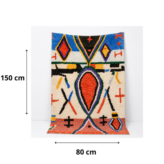Tapis berbère coloré style Azilal — dimensions 80 x 150 cm