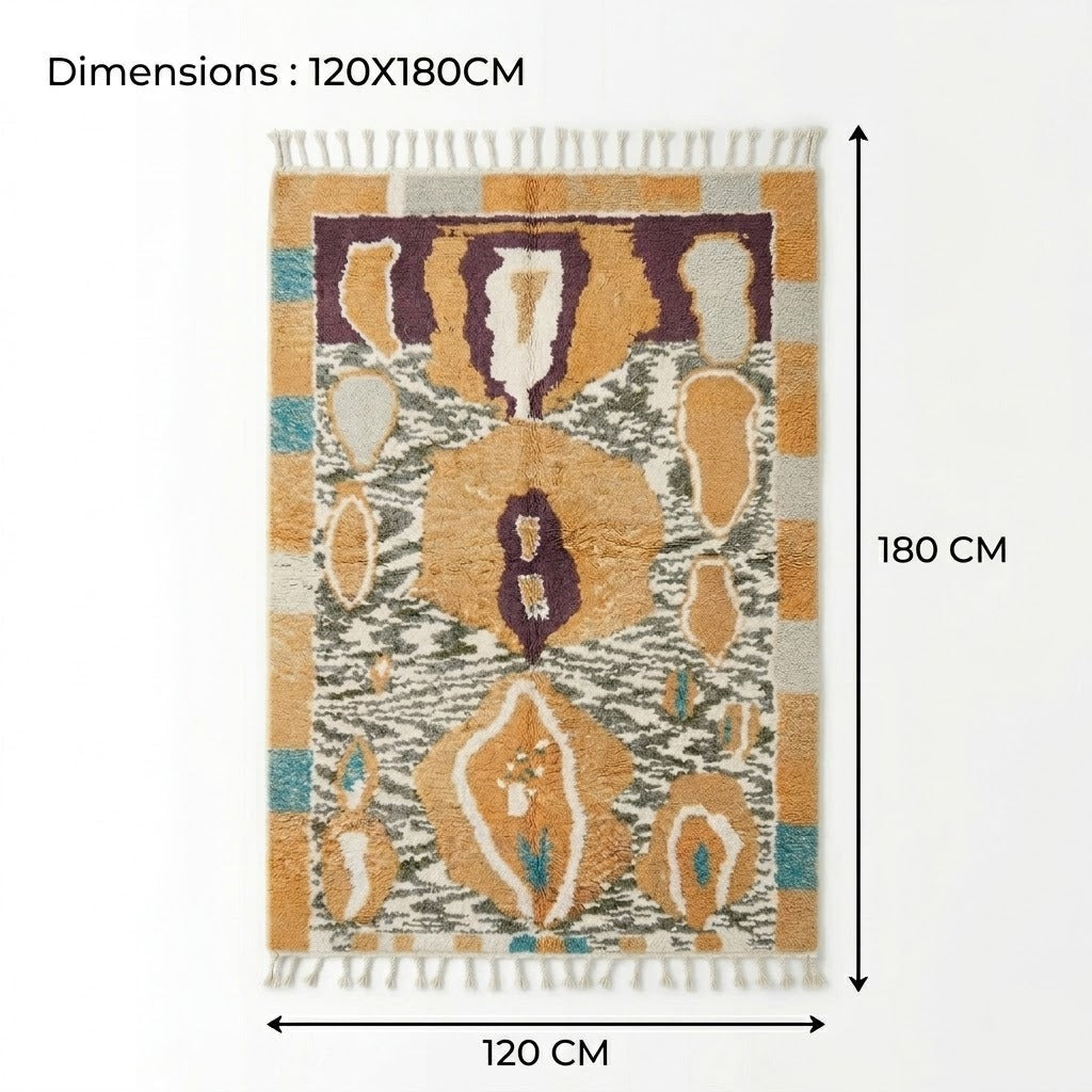 Tapis berbère Azilal 120 x 180 cm | motifs abstraits multicolores | Berbère Tapis