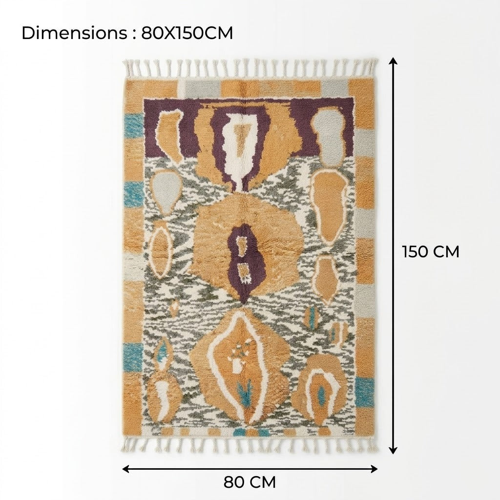 Tapis berbère Azilal 80 x 150 cm | motifs abstraits multicolores | Berbère Tapis