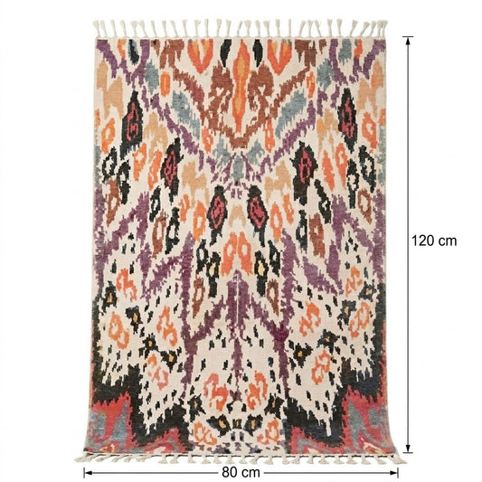  Tapis berbère Boujaad 80 x 120 cm | vue de face | composition symétrique multicolore | Berbère Tapis