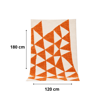 Tapis berbère géométrique orange et ivoire à motifs triangles