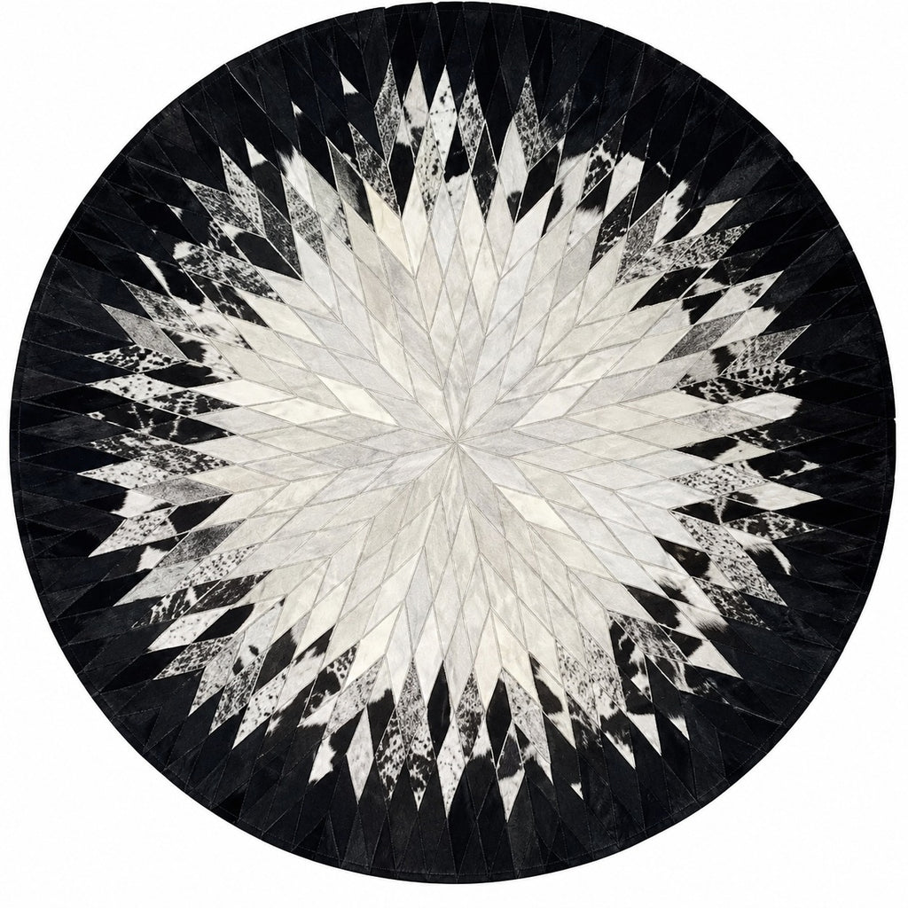 Tapis Berbère en Cuir Noir et Blanc - vue principale - tapis berbère fait main au Maroc