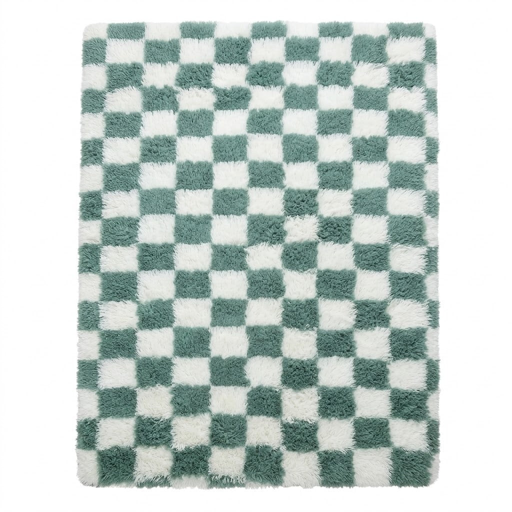 tapis berbère crème beige damier - détail des motifs - artisanat berbère Maroc