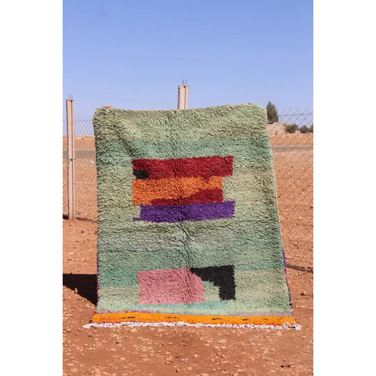 Tapis Marocain Coloré Motifs Abstraits Multicolores - vue principale - tapis berbère fait main au Maroc