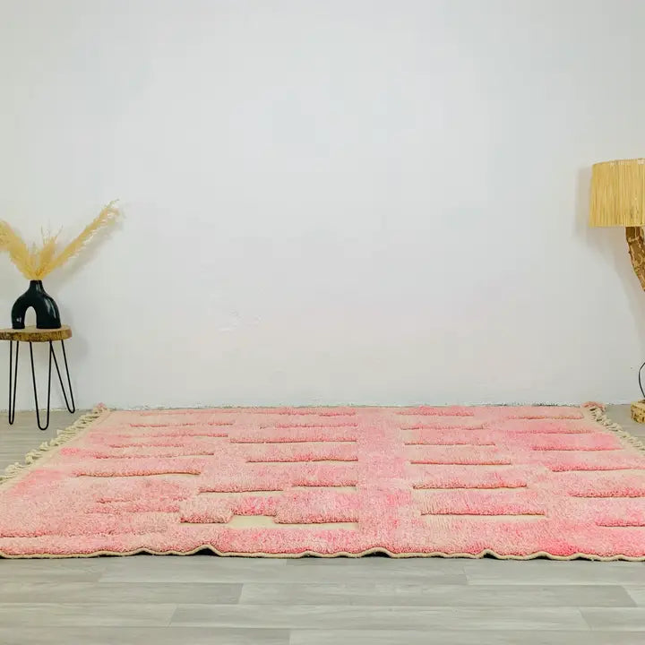Tapis Rose Tufté BerberNest - ambiance décoration intérieure marocaine artisanale