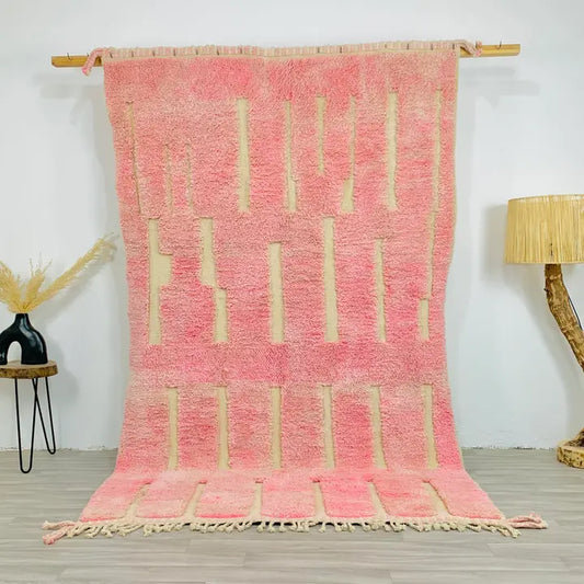 Tapis Rose Tufté BerberNest - vue principale - tapis berbère fait main au Maroc